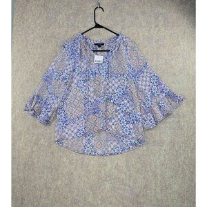 Forever 21 Womens Floral Bell Sleeve Blouse Size S Multicolor Polyester